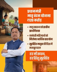 प्रधानमंत्री मातृ वंदन योजना बजट 120 करोड़ मुख्यमंत्री विष्णु देव साय छत्तीसगढ़